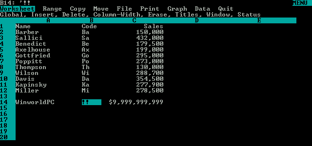 Screenshot of Lotus 123 from: https://winworldpc.com/res/img/screenshots/1x-e2e2d90bdf7274fbdcf97e98ca638b45-lotus123v10a.png