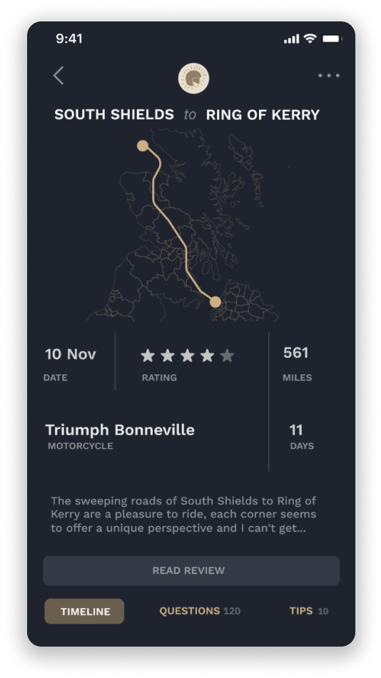 User interface design for roads app screen